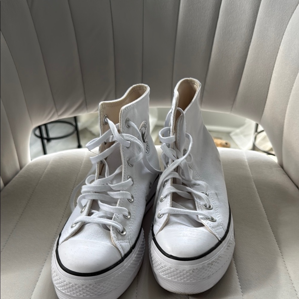 Converse White Canvas Sneakers with Rubber Toe Cap